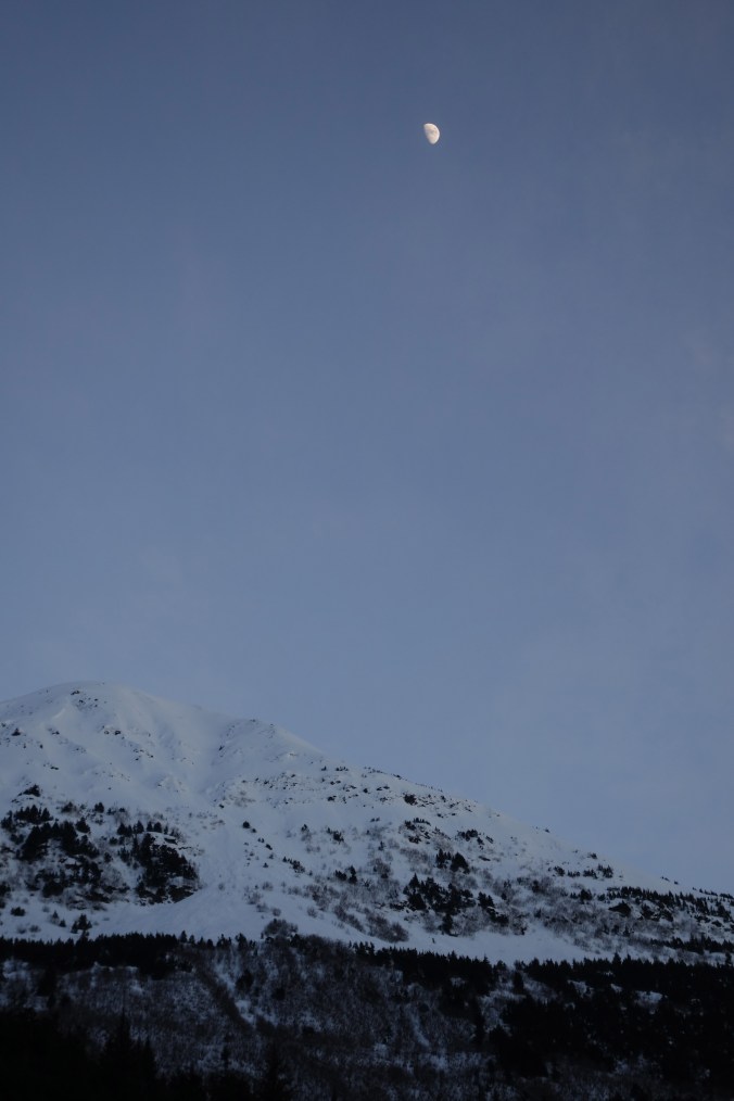 Clear skies were a rarity on this visit; unfortunately, the moon did not allow for Northern Lights sightings this one clear night.