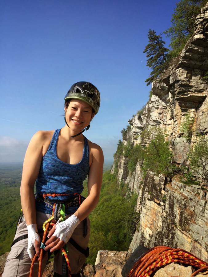 Belaying Dave on P2, the money pitch on the famous High E(xposure). 