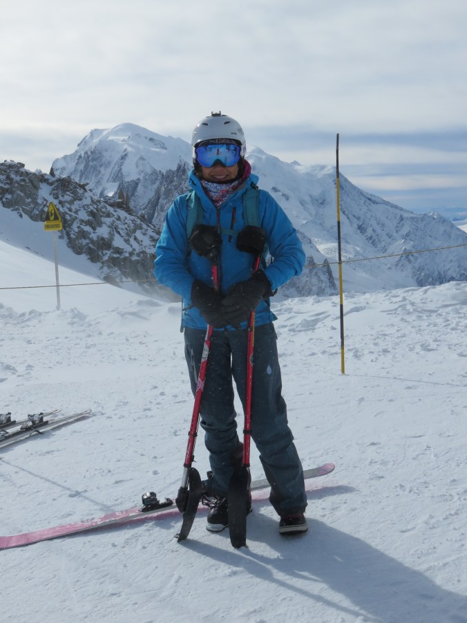 About to step in ski and ski down from Aig. des Grands Montets. Yeah, those outriggers are kind of beastly